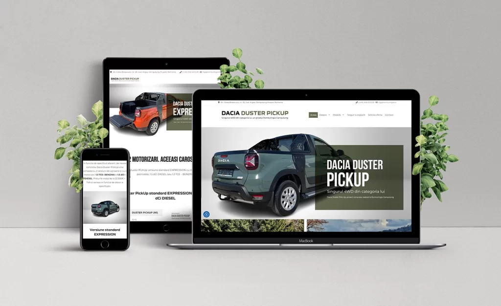 Creare site dealer auto Romturingia Campulung, site pentru modelul Dacia Duster Pickup