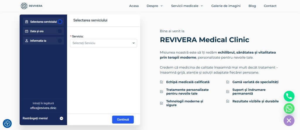 Modul de programari in cazul realizarii siteului Clinicii Medicala Revivera