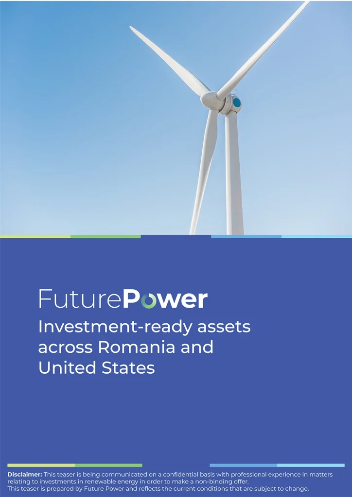 Design mapa de prezentare pentru clientul FuturePower.ro, dezvoltator de parcuri fotovoltaice, prcuri de turbine eoliene in Romnia si USA